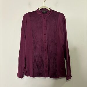 Giorgio Armani limited edition cashmere blouse button up shirt plum